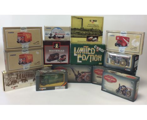 A group of thirteen boxed Corgi vehicles, to include a Bedford Low Loader and Garrett Tractor, a Fowler Crane, a Fowler Locom