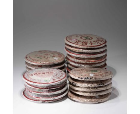 24 CHINESE TEA CAKES (YUNNAN BAN ZHANG ETC.)； Please note: in-house shipping cannot be arranged for this item, bidders need t