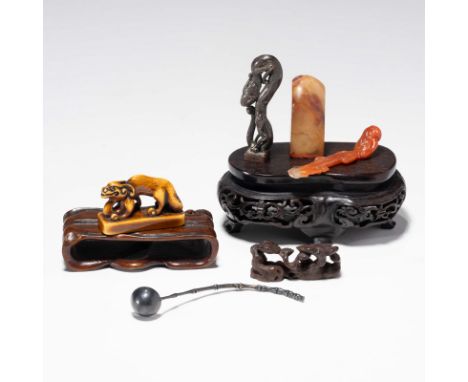 EIGHT SMALL CHINESE ANCIENT STATIONARIES； Please note: one of the item is made of ivory, thus this item cannot be shipped out
