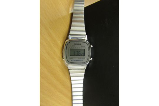 casio silver mini digital watch