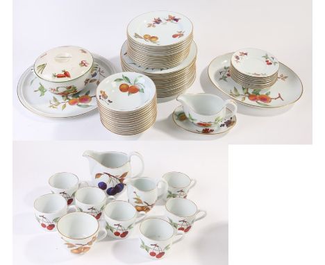 Royal Worcester Evesham pattern porcelain service, to include plates, cups, bowls, jug, dish, etc. (qty)