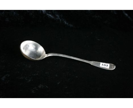 SILVER LADLE.  236 GRAMS.  13.5' LENGTH.  MAKRED 'BOURDON' TO REAR