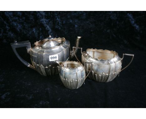 3 PIECE SILVER TEA SERVICE.  958 GRAMS.  SHEFFIELD 1894/95 &amp; 1898/99 BY JAMES DIXON &amp; SONS