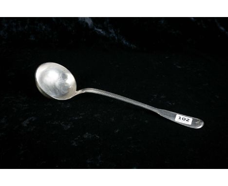 SILVER LADLE.  280 GRAMS.  14' LENGTH.  HALLMARK UNREADABLE BUT POSSIBLY GEORGIAN.