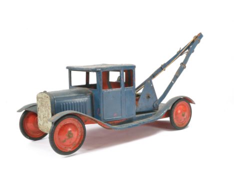 Vintage Triang Pressed Metal Breakdown Truck. Repainted in blue with signs of age related wear. 