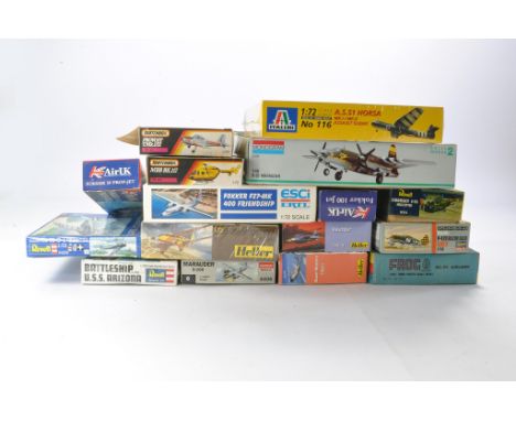 Sixteen Plastic Model Kits, mostly model aircraft themed including some vintage issues from Revell, plus Italeri, FROG, etc. 