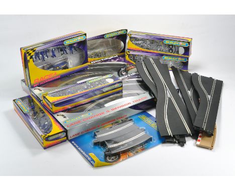 Scalextric Slot Car interest comprising various track accessory packs in addition to pit crew packs. Most boxed issues unopen