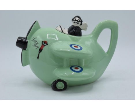 Carlton Ware Lucy May teapot in the form of a bi-plane. 21cm long.  In good condition with no obvious damage or restoration.