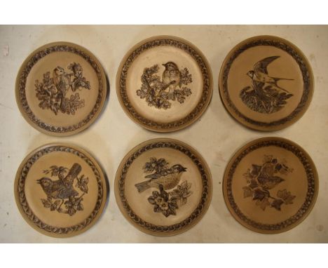 A set of 6 Poole Pottery Barbara Linley Adams British Garden Bird stoneware plates, all number 2406 of 5000 sets, 21cm diamet
