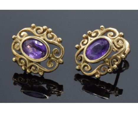 9ct gold and amethyst earrings  
