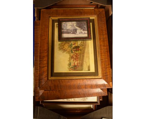 A collection of framed prints and photographs to include Country Sporting scenes and a wall mirror (Qty). Collection only.  