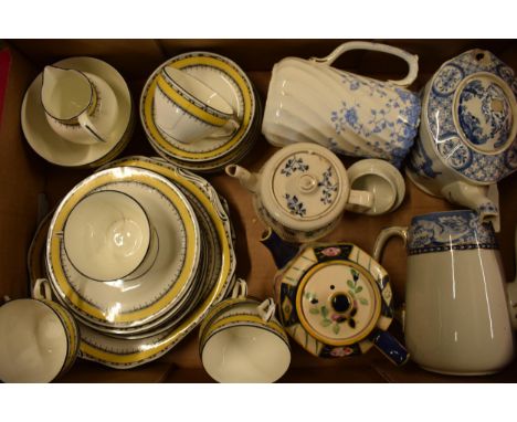 A collection of pottery to include 19th and 20th century tea ware and tea pots of various makes such Crown Chelsea and Ellegr