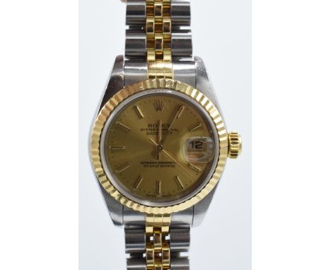 Rolex Datejust Ladies 18ct gold &amp; steel wrist watch &amp; original bracelet.  Early 2000's with the 79173 better model mo