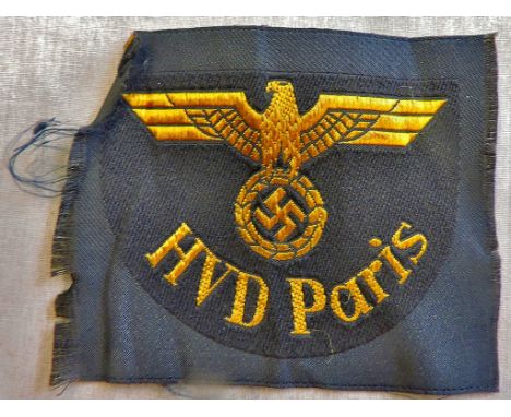 German WWII Style Reichsbahn sleeve eagle HVD Paris bero patch.