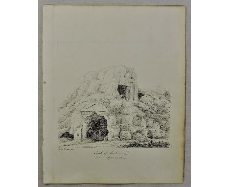 Sir John Gardner Wilkinson-A very fine pen and ink drawing of the tomb of Archimedes near Syracuse by Sir John Gardner Wilkin