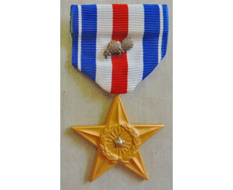 US Army Silver Star with oak leaf device, unnamed. A scarce American medal awarded for the most heroic acts of bravery in the