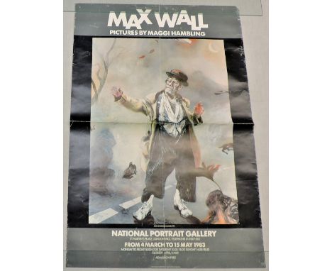 Art Exhibition Poster: Max Wall - Pictures by Maggi Hambling at The National Portrait Gallery 1983. An excellent image of a s