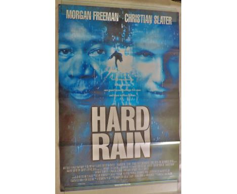 Film Poster: Hard Rain, 1996, 30" x 40" quad. Stars Morgan Freeman and Christian Slater. Directed by Mikael Saloman. Written 