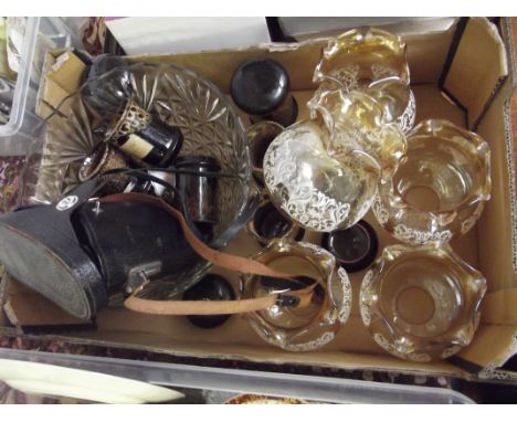 Vintage light shades, field glasses and others
