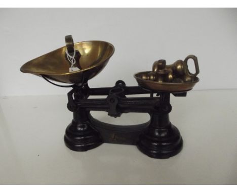 Set of vintage scales and weights 