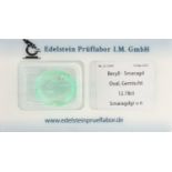 Loser Smaragd, 12.78 ct, ovalfacett., verschweißt, ohne
