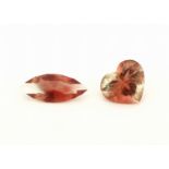 Lot 2 lose facett. Sunstones, zus. 9.41 ct, 1 x Navette, 1