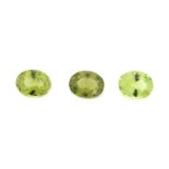 Lot 3 lose facett. Peridots, zus. 4.95 ct, Oval, im