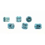 Lot 6 türkis-blaue lose Zirkone, zus. ca. 11.04 ct,