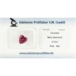 Pinkfarb. Turmalin-Herz 2.55 ct, Pink-rot, verschweißt,