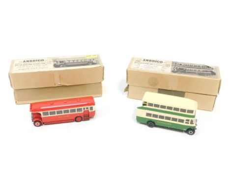 Anbrico white metal OO gauge hand painted model kits, comprising Kit 20 Leyland PLSC3 Lion, and Kit 5 Leyland TD1 Open Stairs