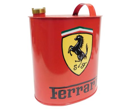 A modern reproduction oval Ferrari petrol can, 32cm high, 25cm wide. 