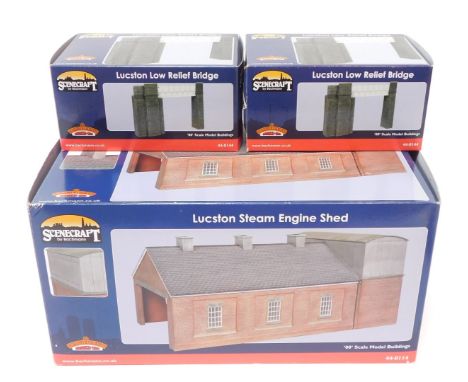 Bachmann Branchline OO gauge Scenecraft buildings, comprising 44-0114 Luxton Steam Engine Shed, and 44-0144 Luxton Low Relief
