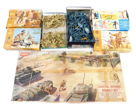 Airfix soldiers and Coastal Defence Assault set, 1:32 scale, including Military Series Russian Infantry, Military Series Brit