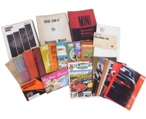 Automobile related books and workshop manuals, comprising The Mini Workshop Manual, Elan 2 Workshop Manual, Crown Classics ma