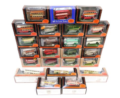 Exclusive First Editions by Gilbow diecast buses, including 15904 Leyland PD1 High Bridge City Coach Company, 18409 Leyland T