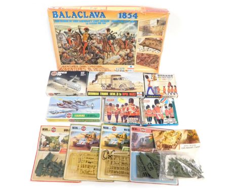Airfix and other plastic model kits, including World War I tank, Guards Band, Guards Colour Party, German truck LKW.3, Airfix