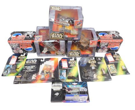 Star Wars toys and ephemera, including Mirco Machines Slave 1, Micro Machines Action Fleet Jawa Sand Crawler, Micro Machines 