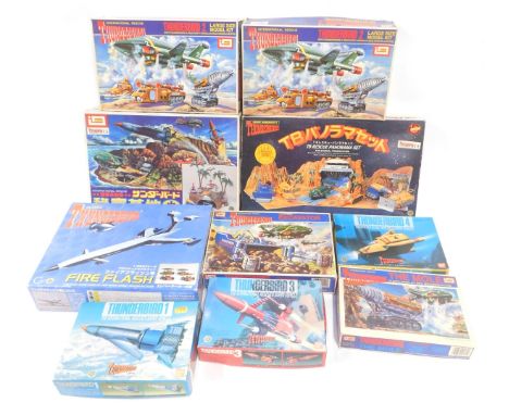 Imai, Bandai and other Thunderbirds model kits, including Thunderbirds excavator, Thunderbird 3, Thunderbird 1, Thunderbird 2