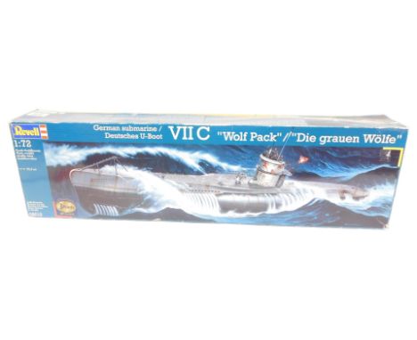 A Revell German U-Boat VIIC Wolf Pack model kit, 1:72 scale, boxed. 