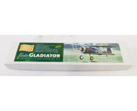 An Aero Graphic Gloster Gladiator model, with 21.5" span, designed for the GM300 CO2 motor, boxed.