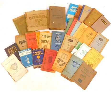 A group of automobile related books and manuals, to include Chevrolet Repair Manual, Massey Harris Repair Parts Guide, Vauxha