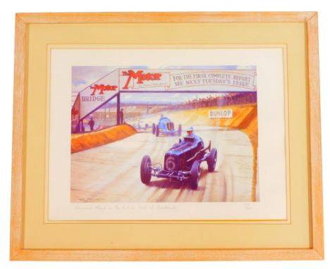 After R A Nockolds. Raymond Mays in the ERA R4D at Brooklands, limited edition print, 44/400, 24cm x 32cm, framed and glazed.