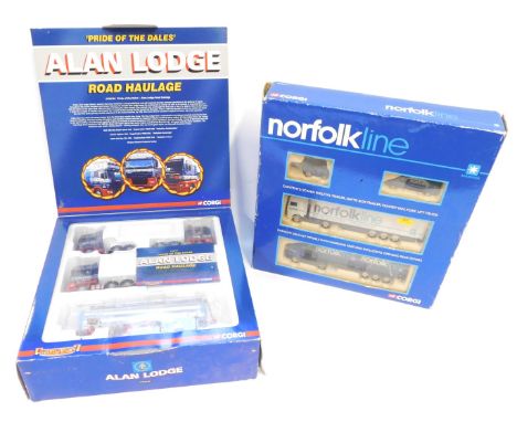 Corgi Hauliers of Renown CC98164 Alan Lodge Pride of the Dales, limited edition set, including three tractor units and a tank