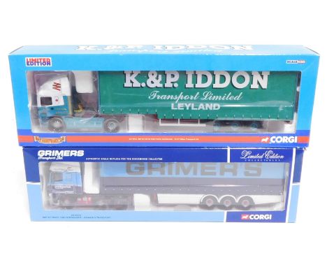 A Corgi Grimers Transport Ltd lorry, CC13212, scale 1:50, together with a Corgi K &amp; P Iddon Transport Ltd lorry, CC11912,