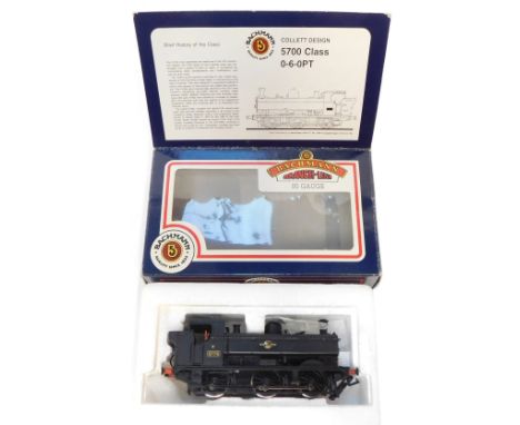 A Bachmann Branchline OO gauge Class 5700 pannier tank locomotive, 0-6-0, 5775, BR plain black with late crest, 31-902A, boxe