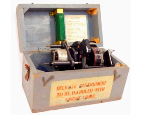 An Astro mark 2 compass, numbered 6A-114, in grey painted carry chest, 22cm high. 