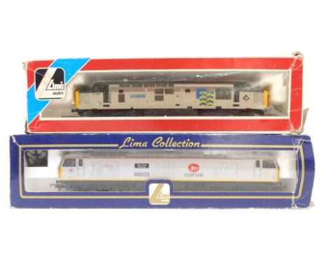 Lima Models OO gauge diesel locomotives, comprising Class 37 Ripple Lane, 37892, BR Petroleum Train Load Freight two tone gre