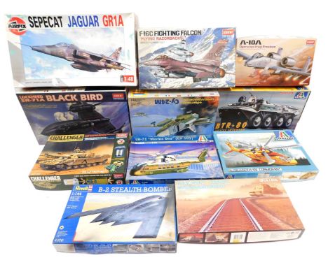 Airfix, Revell, Academy and other model kits, including Dragon railway track with embankment, A10A Operation Iraqi Freedom, C