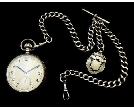 Silver open face keyless lever presentation pocket watch by Elgin, No. 41282316, case by case by Aaron Lufkin Dennison, Birmi