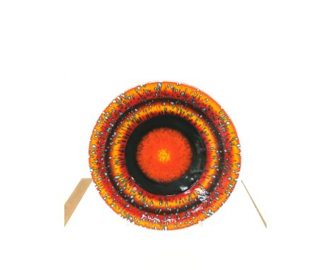 A Poole Pottery Living Glaze Planets Limited Edition dish, designed by Alan Clarke "SATURN" No. 72 with box (16 inches).